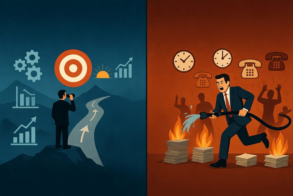 Líder analisando caminhos estratégicos para tomada de decisão eficaz